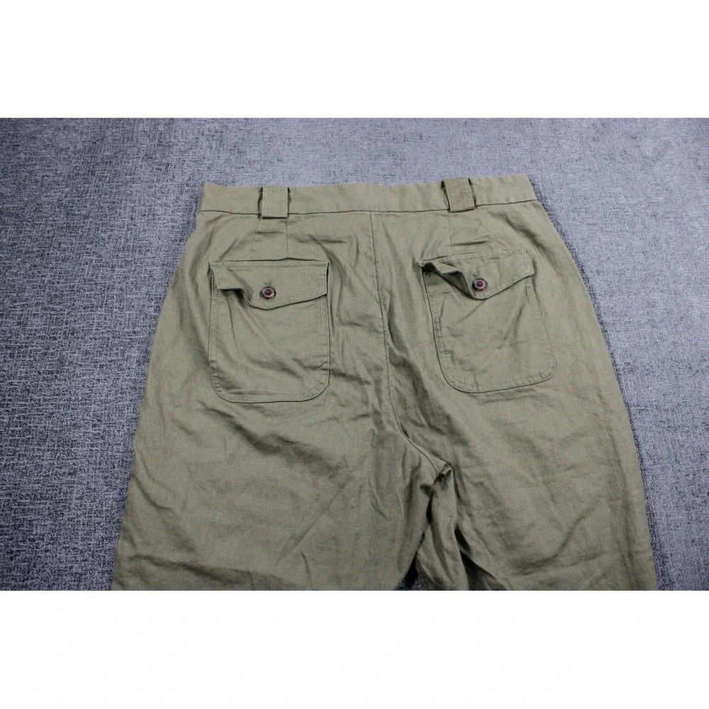 Banana Republic Womens Olive Green Linen Blend Utility Chino Pants Size 14